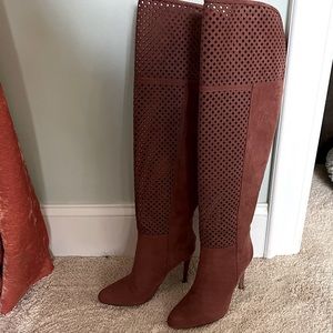 Thigh high dusty rose boots - like new
